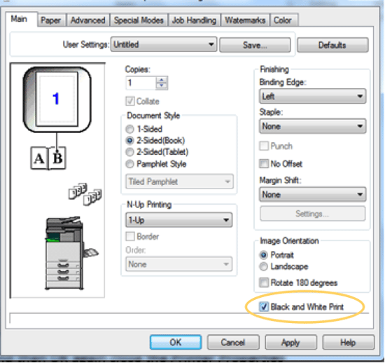 Howto Set Up 2Sided Printing and B&W Defaults on Your Printer or MFP